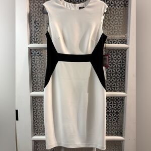 Vince Camuto black & white color block sheath dress size 10